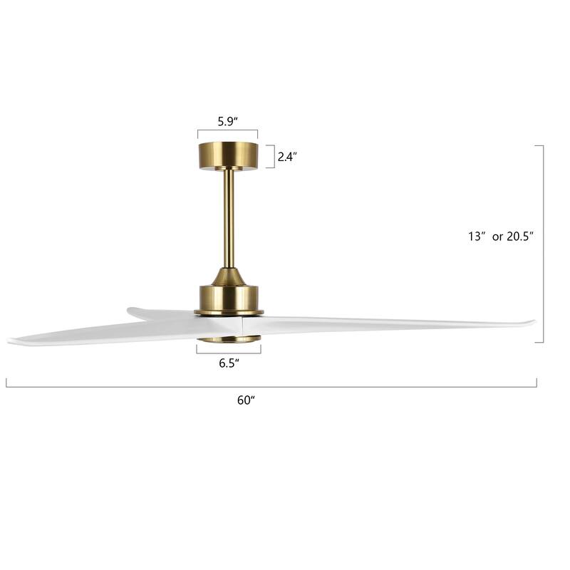 GetLedel 60" Solid Wood 3-Blade DC Motor Ceiling Fan with Remote Control