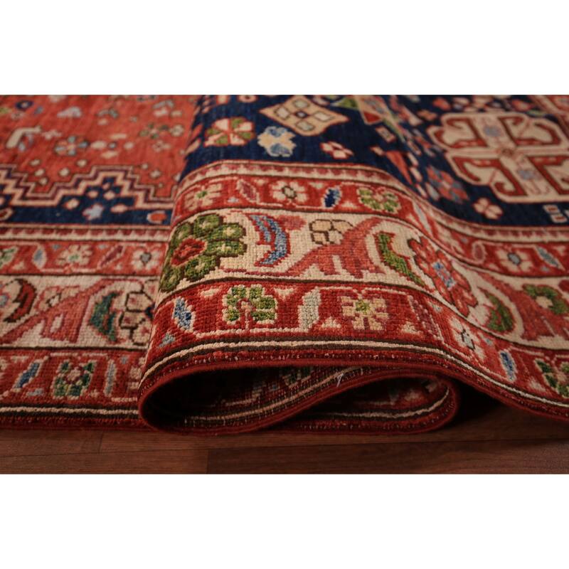 Tribal Geometric Yalameh Vegetable Dye Rug Hand-Knotted Wool Carpet - 9'0" x 11'6"