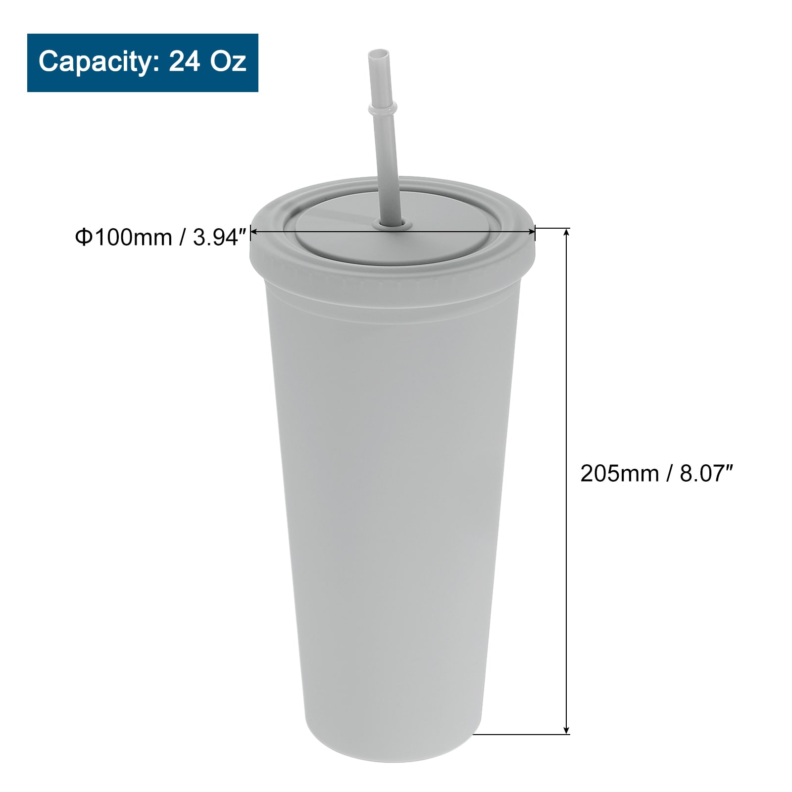 Two-Tone Matte Reusable Tumbler with Lid and Straw,24oz Matte