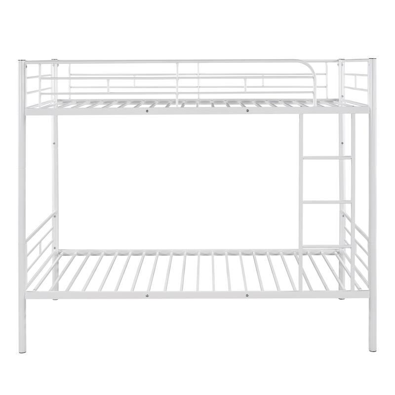 Full XL Over Queen Metal Bunk Bed with Guardrails, Modern Iron Frame