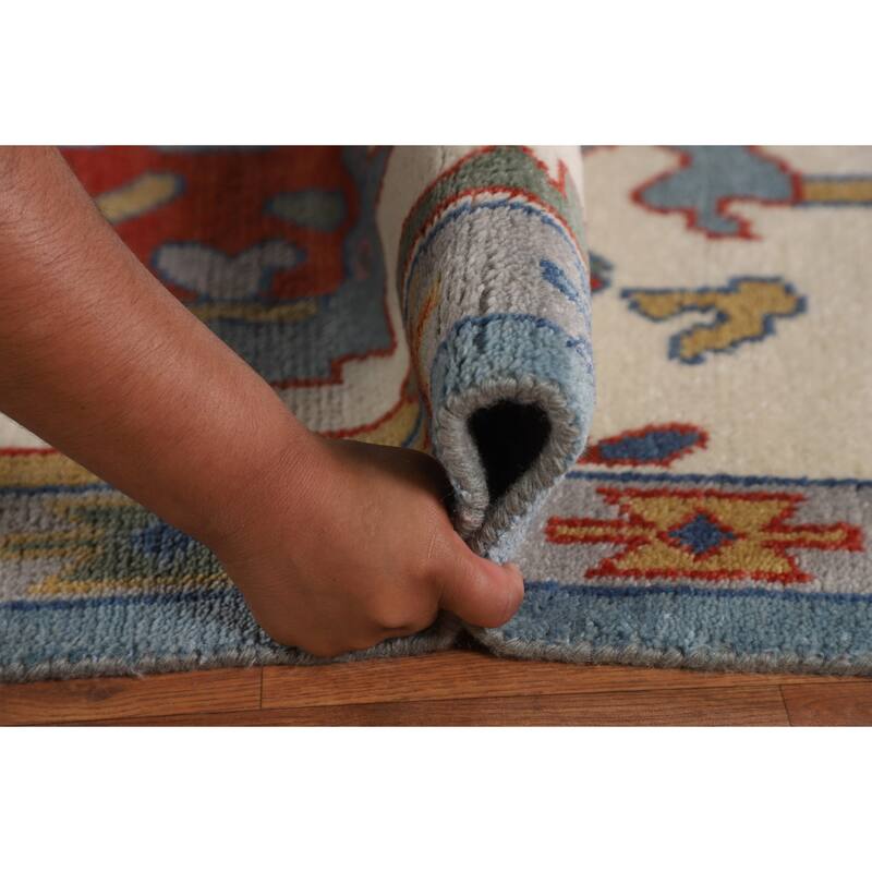 Blue Oushak Oriental Area Rug Handmade Wool Carpet - 9'2"x 11'11"