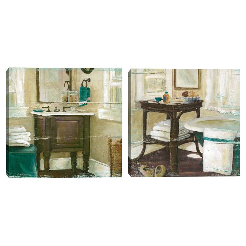 Shiplap Bath by Carol Robinson S/2 by Carol Robinson Canvas Art Prints