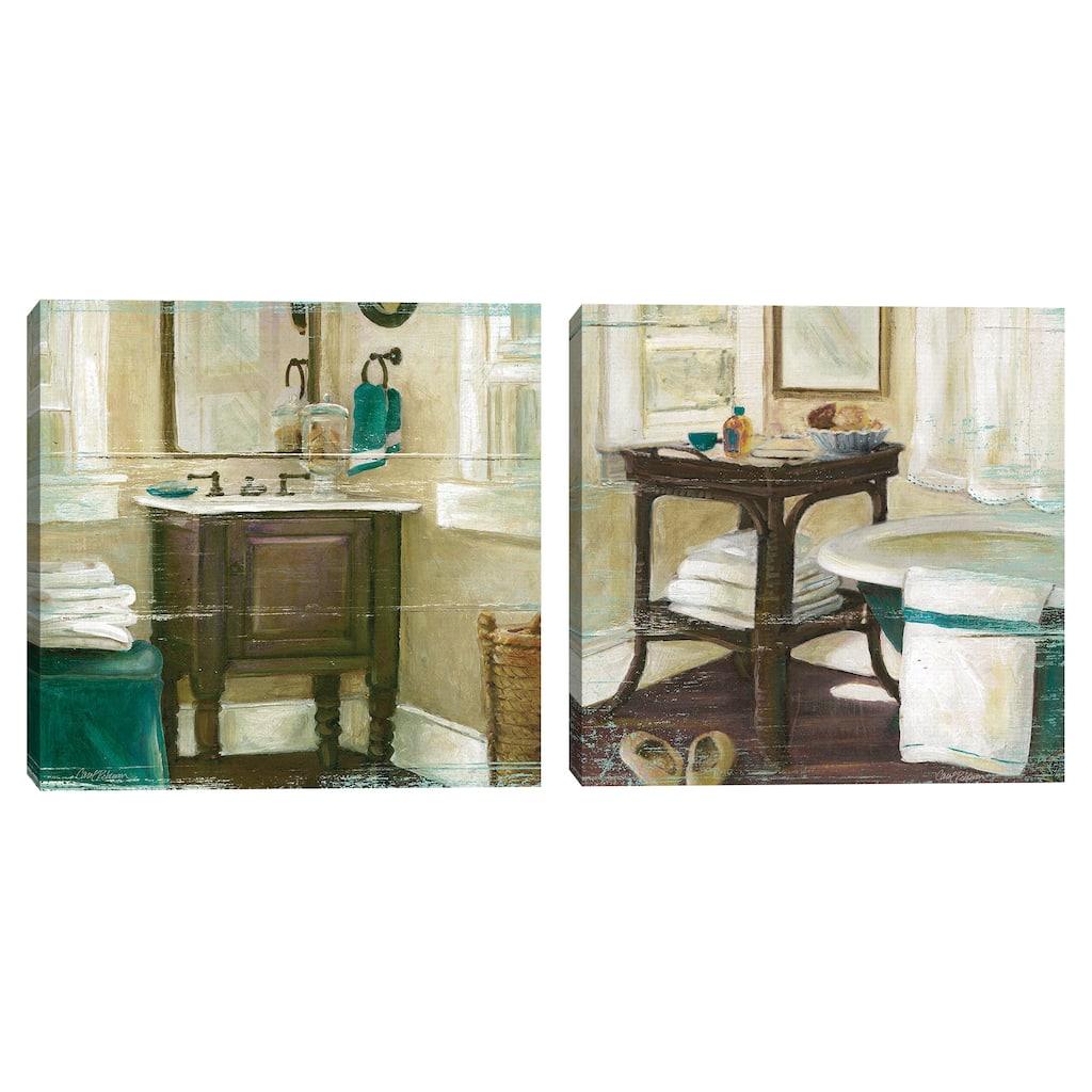 Shiplap Bath by Carol Robinson S/2 by Carol Robinson Canvas Art Prints