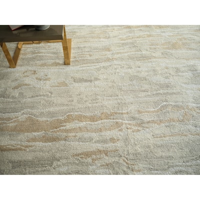 Cortero Handmade Hand Tufted New Zealand Wool Gold/Ivory Area Rug.