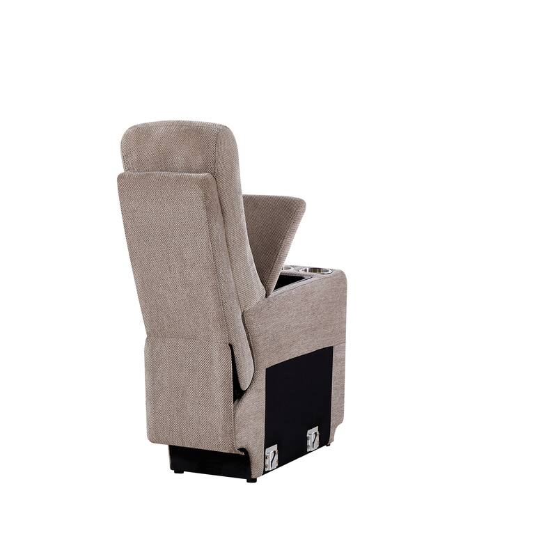 Dual Motor Power Recliner Sofa in Cream Fabric