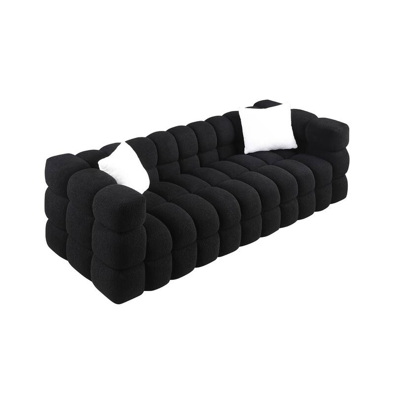 84.3 Length,35.83" Deepth,Human Body Structure,Marshmallow Sofa,Boucle Sofa,White Color,3 Seater
