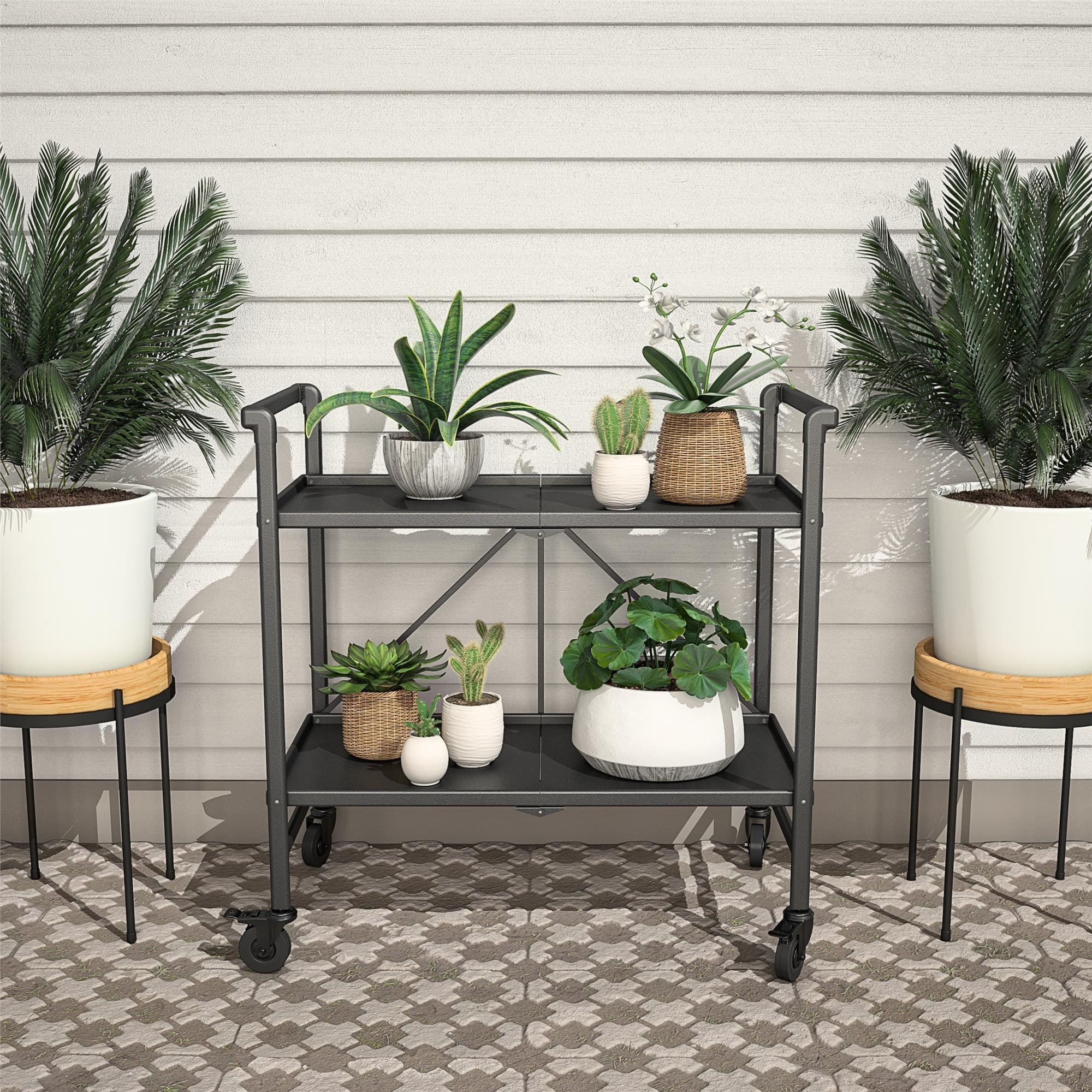 COSCO Outdoor and Indoor Folding Serving Cart with Wheels - Bed