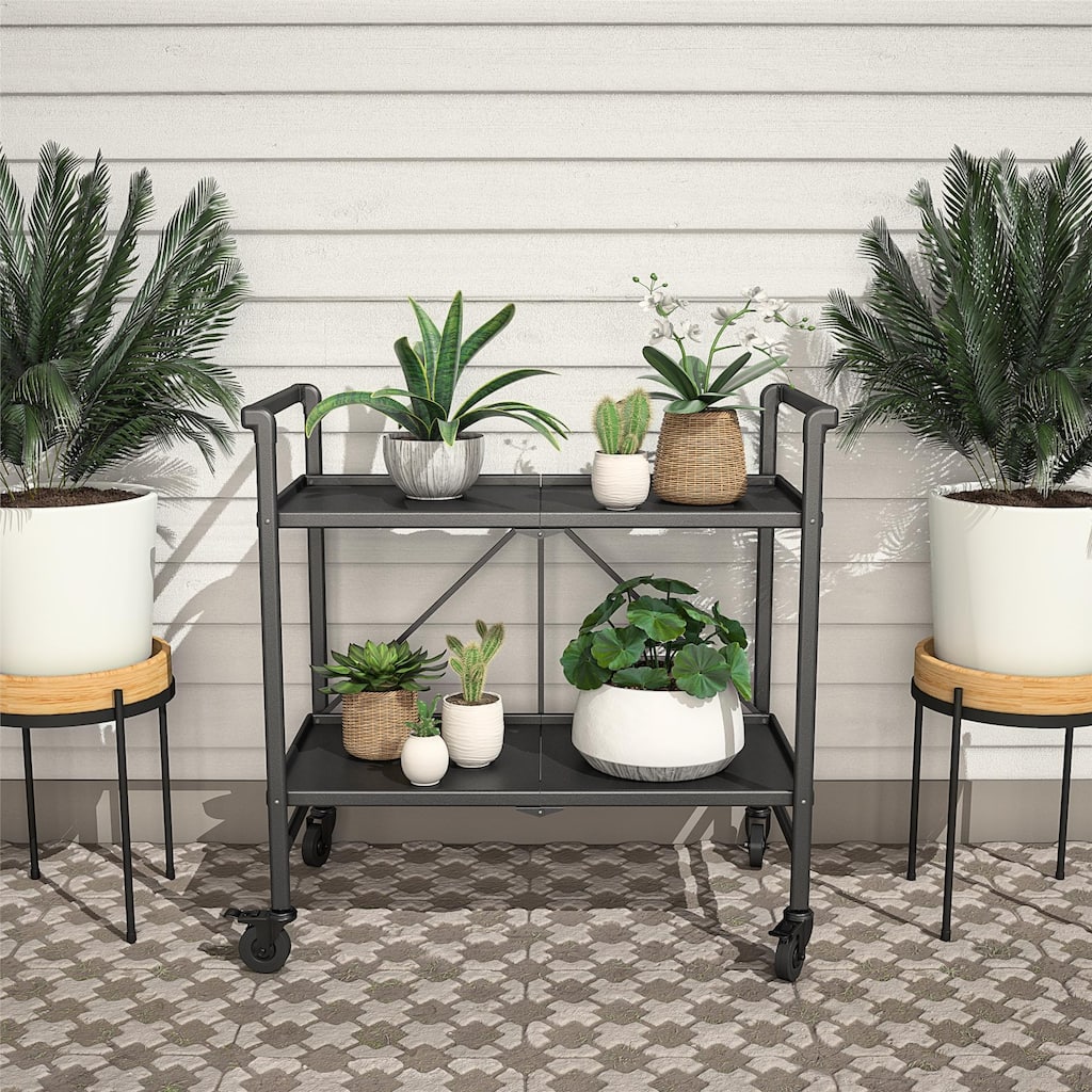 COSCO Outdoor and Indoor Folding Serving Cart with Wheels