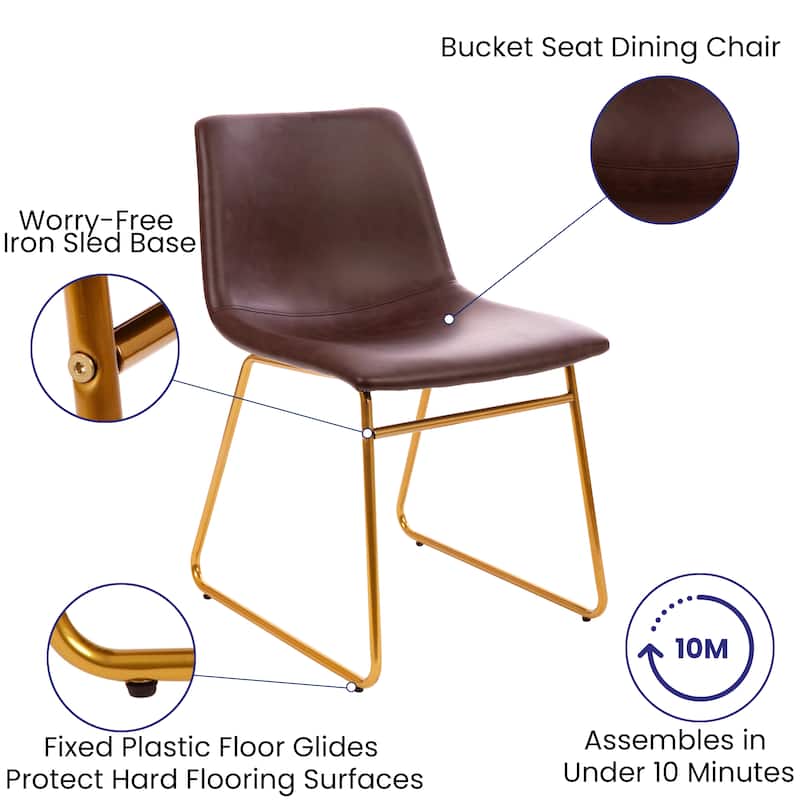 18 Inch Indoor Dining Table Chairs, LeatherSoft Upholstery-Set of 2