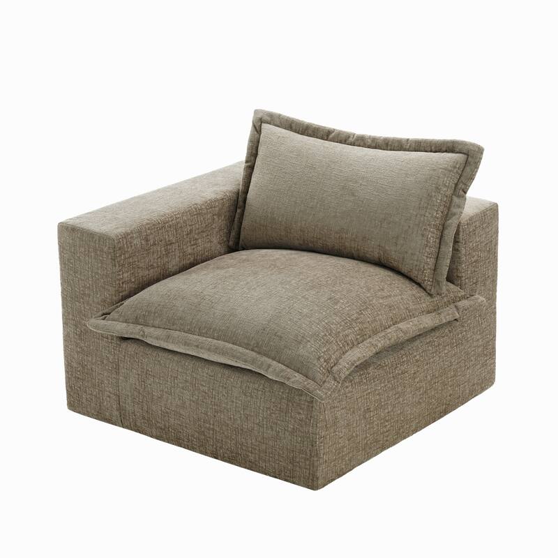 Chenille L-Shaped Modular Sectional Sofa Comfy Cloud Couch For Living Room