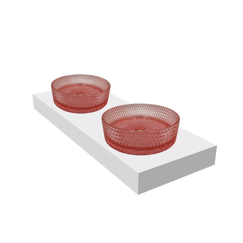 CastelloUSA 16" Round Decorative Pink Crystal Sink With Base