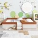preview thumbnail 2 of 11, Roomfitters King Size Upholstered Daybed Frame with Fence and Stairs, (Brown+White)