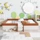 preview thumbnail 40 of 50, Upholstered Floor Bed Fence Bed Slat Platform Bed with Fence and Second Level Ladder, Anti-collision Frame for Kids Toddler Brown/ White - King