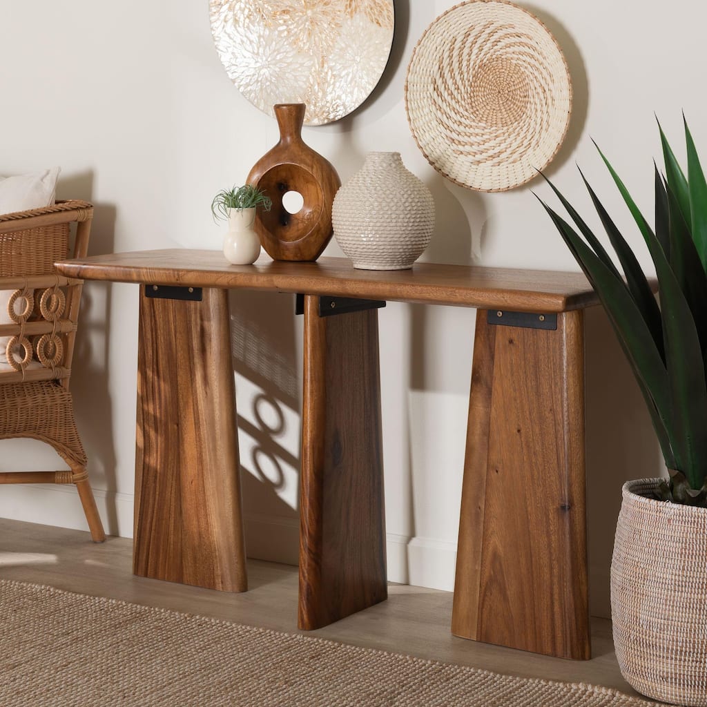 Caruso Suar Wood Console Table - Live Edge Statement Table for Entryway or Living Room