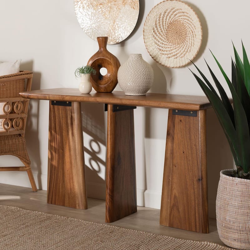 Caruso Suar Wood Console Table - Live Edge Statement Table for Entryway or Living Room