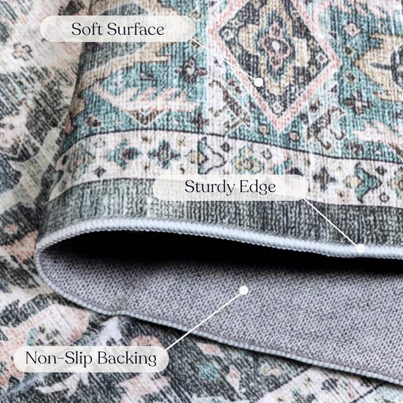 Delara Machine Washable Area Rug, Soft & Durable, Non-Slip Backing, Eco- Friendly GRS certified.