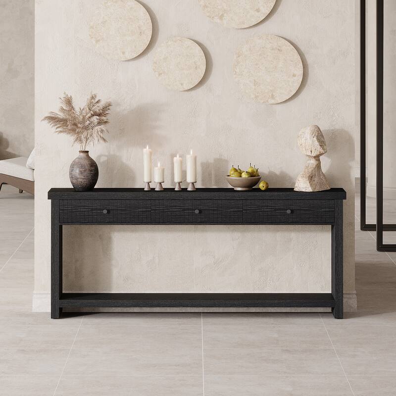 Wood Console Table Long Sofa Table with 3 Drawers, 70.9 inch Entryway Table
