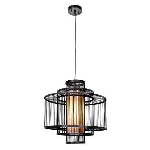 Tiered Bamboo Chandelier - 19.6"L x 19.6"W x 11.8"H
