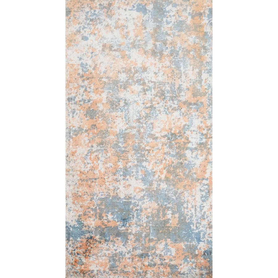 Hand Knotted Oriental Viscose Silk Carpet Modern All-Over Multi-Colored Abstract Area Rug - 4' 0'' X 2' 0''