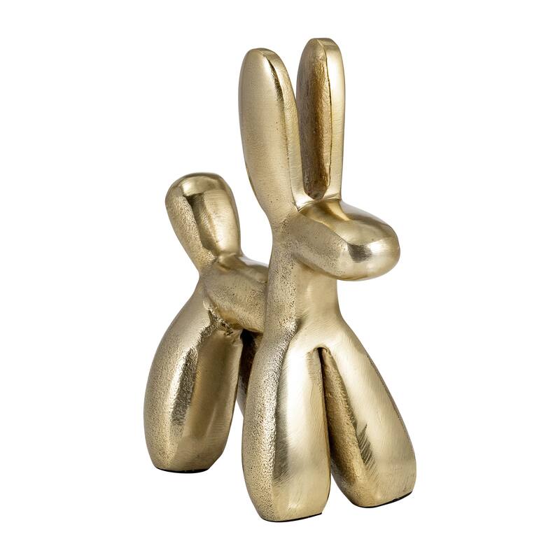 5" Metal Balloon Dog Sculpture Contemporary Modern Metallic Gold Aluminum Balloon Animal Statue for Home or Office