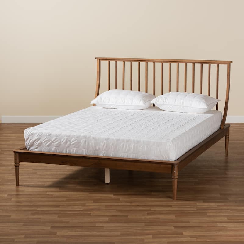 Abel Classic and Traditional Wood Platform Bed-Walnut Brown