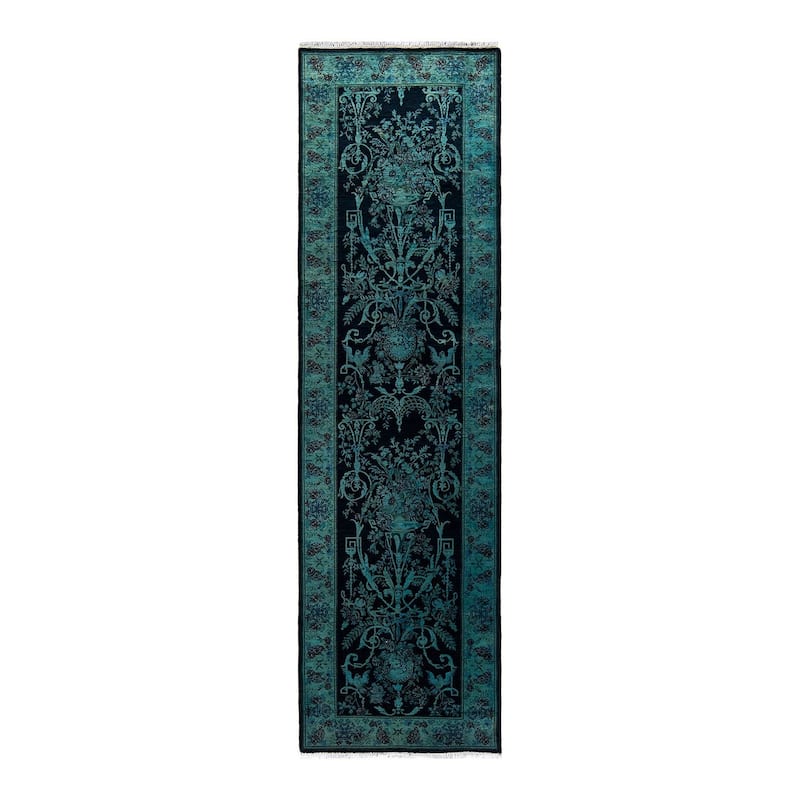 Fine Vibrance, One-of-a-Kind Hand-Knotted Area Rug - Black, 2' 7" x 9' 2" - 2' 7" x 9' 2"