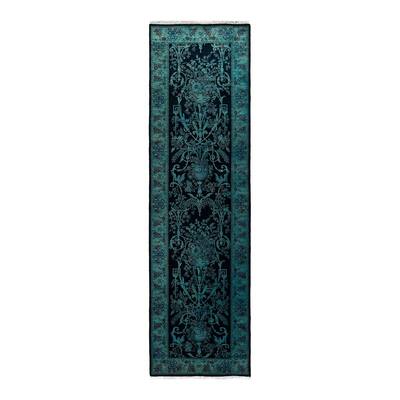 Fine Vibrance, One-of-a-Kind Hand-Knotted Area Rug - Black, 2' 7" x 9' 2" - 2' 7" x 9' 2"