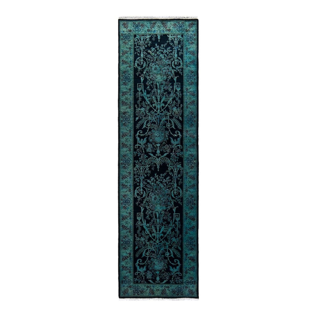 Fine Vibrance, One-of-a-Kind Hand-Knotted Area Rug - Black, 2' 7" x 9' 2" - 2' 7" x 9' 2"