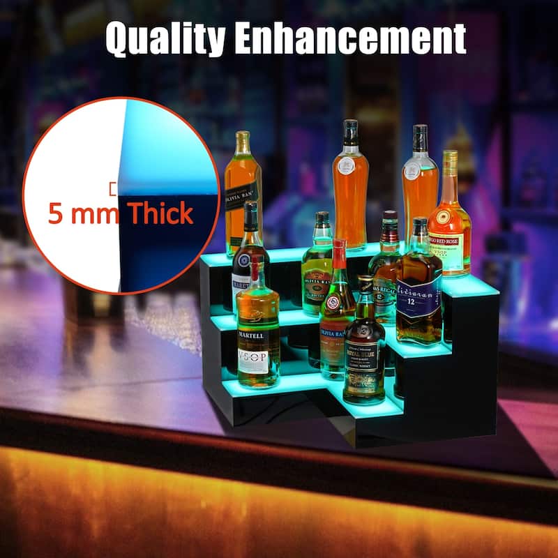 20" Acrylic LED Lighted Liquor Bottle Corner Display Shelf