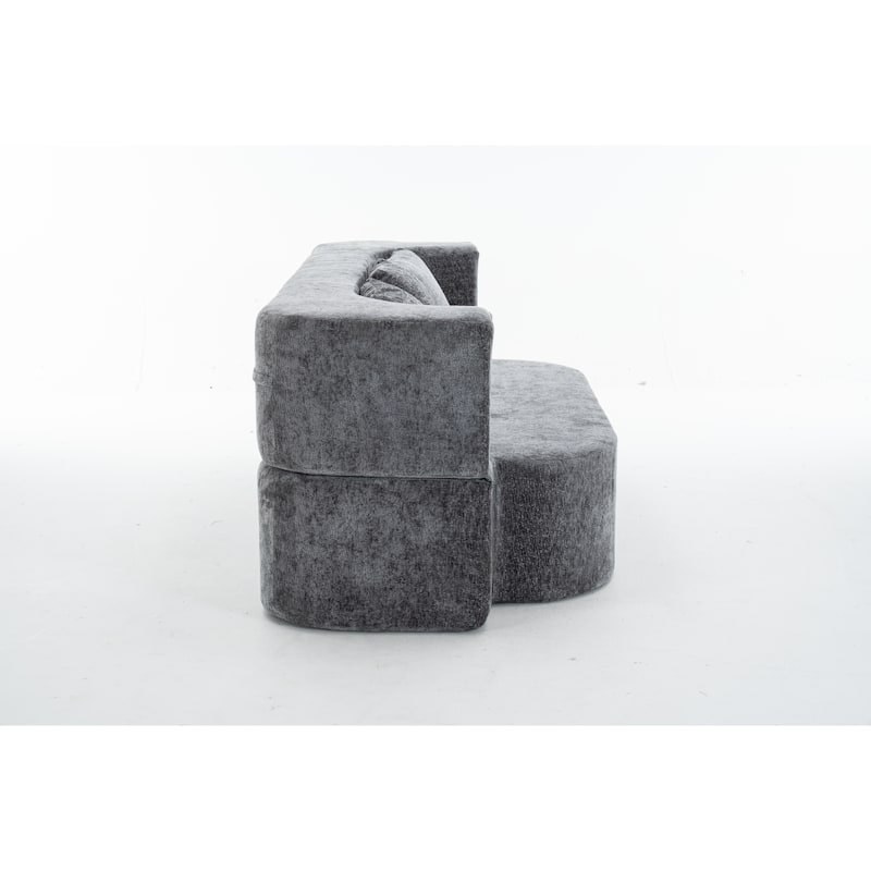 3-Seater Convertible Sofa Bed, Chenille Fabric Sleeper Sofa, High-Density Sponge Daybed, No Assembly Required