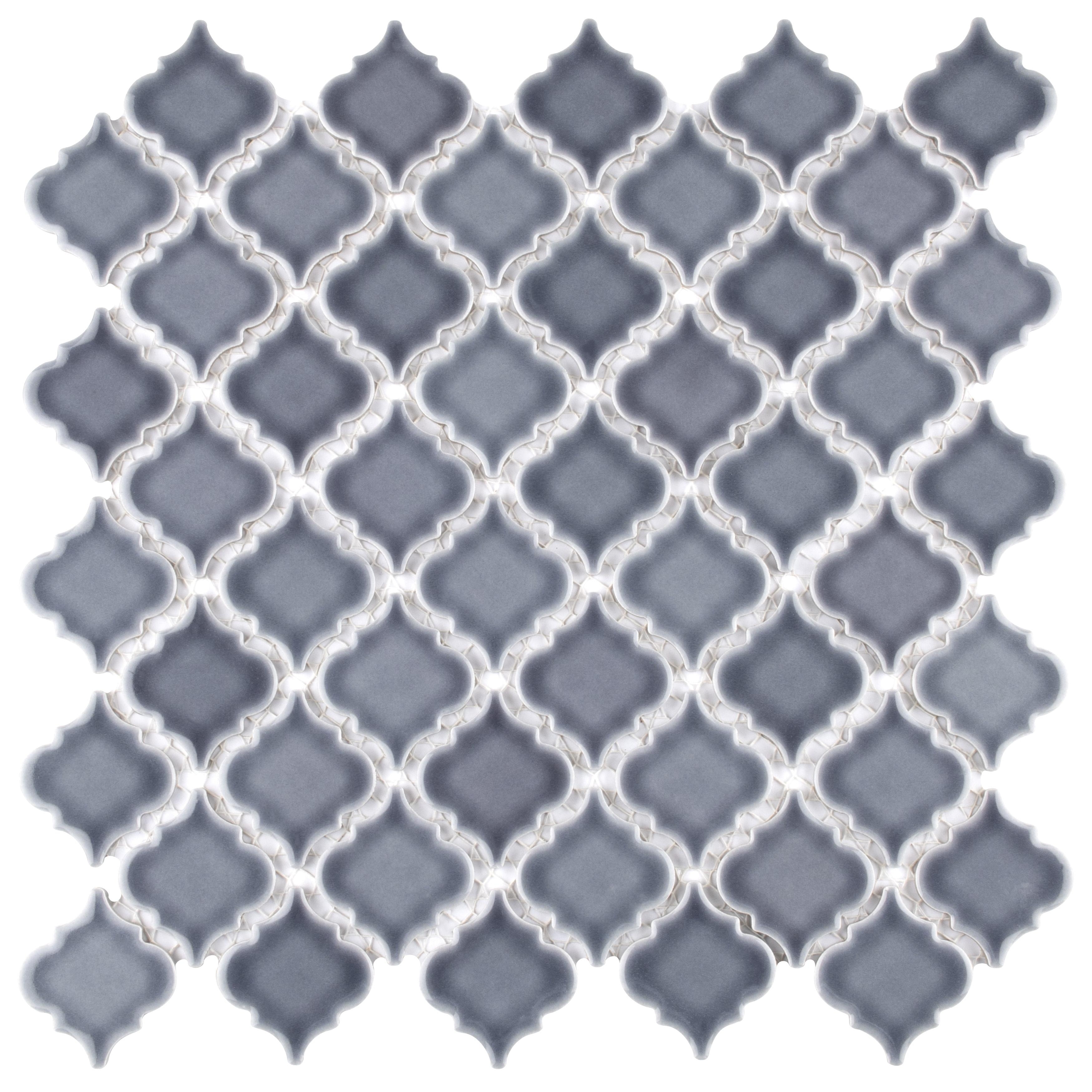 Merola Tile Hudson Tangier Imperial Grey 12-3/8" x 12-3/8" Porcelain Mosaic Floor and Wall Tile