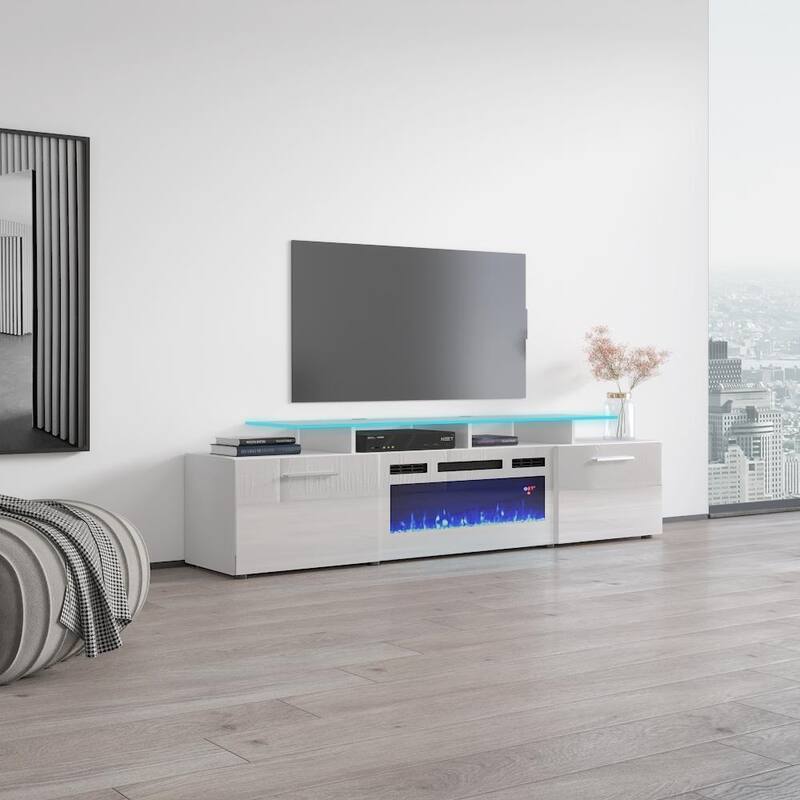 Rova WH-EF Electric Fireplace Modern 75" TV Stand