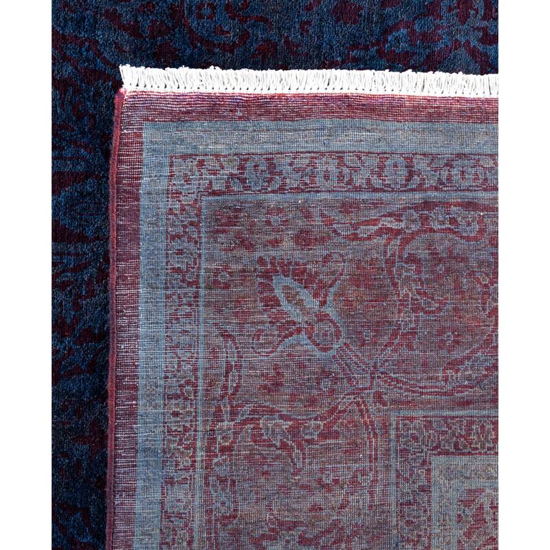 Overdyed One-of-a-Kind Hand-Knotted Square Area Rug - Blue - 5' 10" x 6' 2"