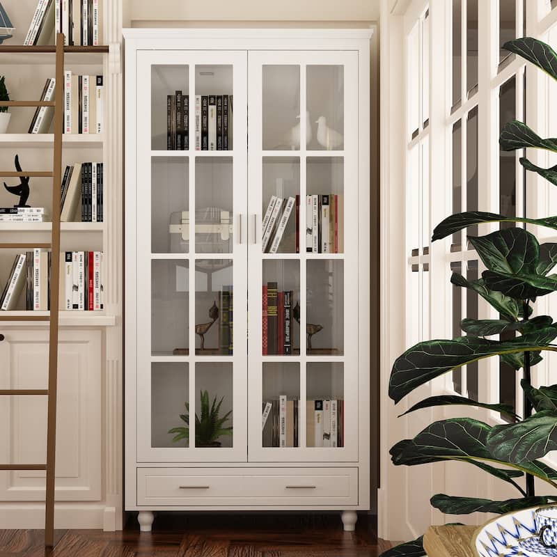 Tall Bookcase Storage Cabinet Pantry Cabinet Wooden Bookshelf Display - 36.2"X70.9"