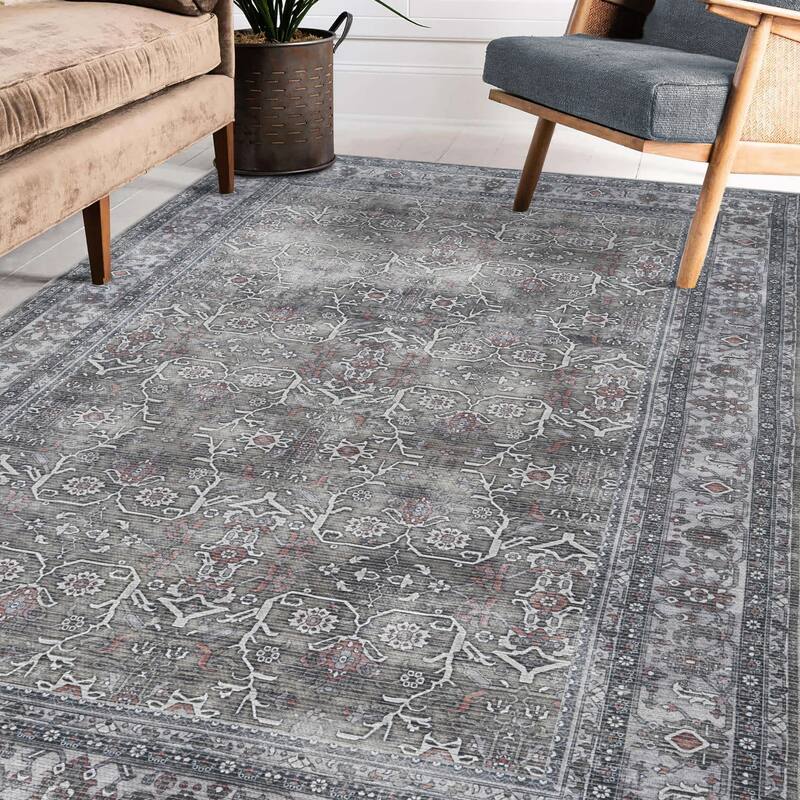 Alaska Machine-Washable Vintage Medallion Power-Loomed Area/Runner Rug