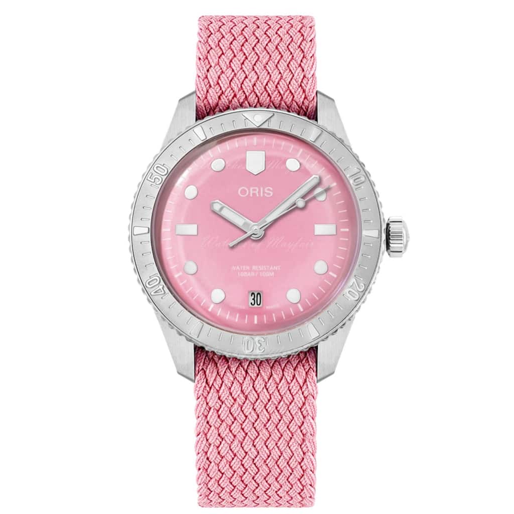 Oris Women's Divers Pink Dial Watch - 0731904BRS - One Size