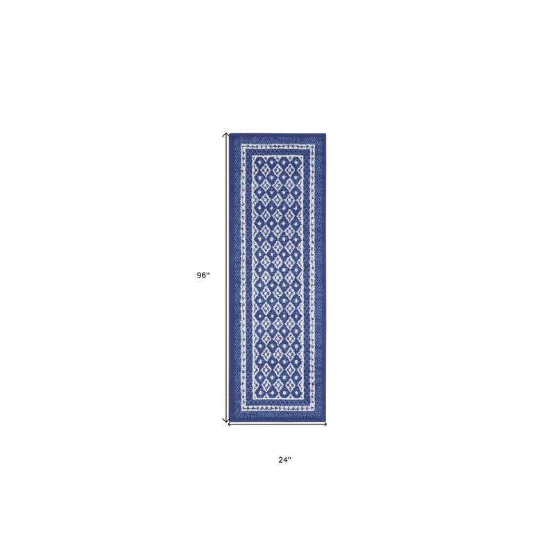 Hike Power Loomed Distressed Geometric Abstract Modern Non Skid Stain Resistant Area Rug By HomeRoots - 96' X '24' X '0.39