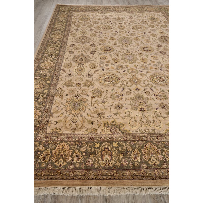 EXQUISITE RUGS ONE-OF-A-KIND Rare and Intricate Agra Hand Knotted Beige Rug - 10'1"x14'1" - 10'x14'2"