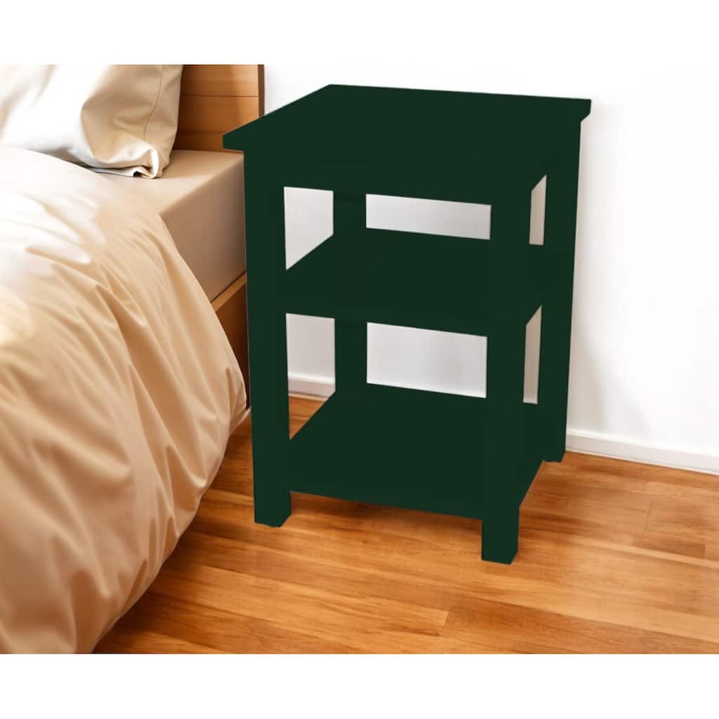 HomeRoots 28" Dark Green Solid Wood Nightstand
