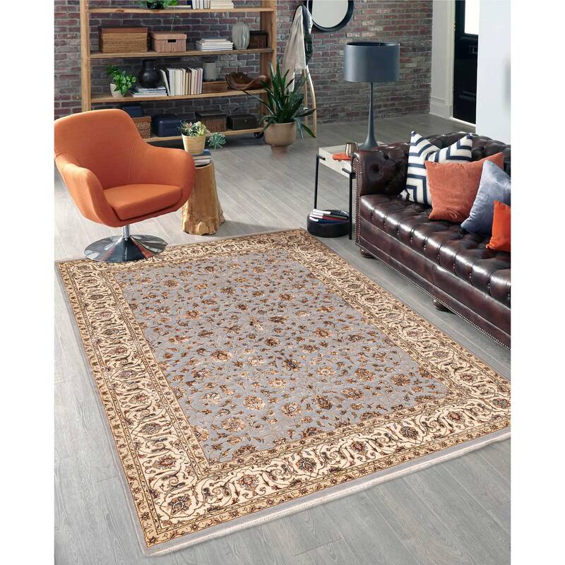 ECARPETGALLERY Hand-knotted Mirzapur Grey Viscose, Wool Rug - 5'6 x 8'0