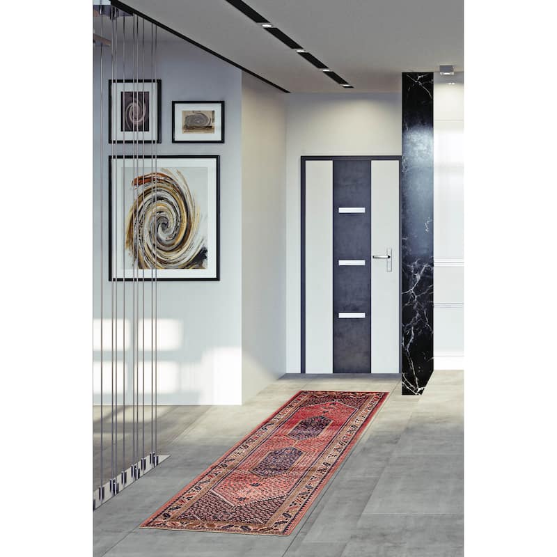 ECARPETGALLERY Hand-knotted Andelz Red Wool Rug - 3'5 x 9'10