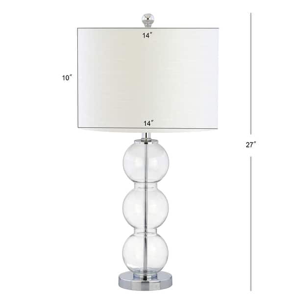 dimension image slide 2 of 5, Ella 27" Glass Triple-Sphere LED Table Lamp, Mercury Silver/Chrome (Set of 2) by JONATHAN Y