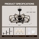 preview thumbnail 14 of 18, Industrial Black Caged Chandelier Ceiling Fan with Lights and Remote