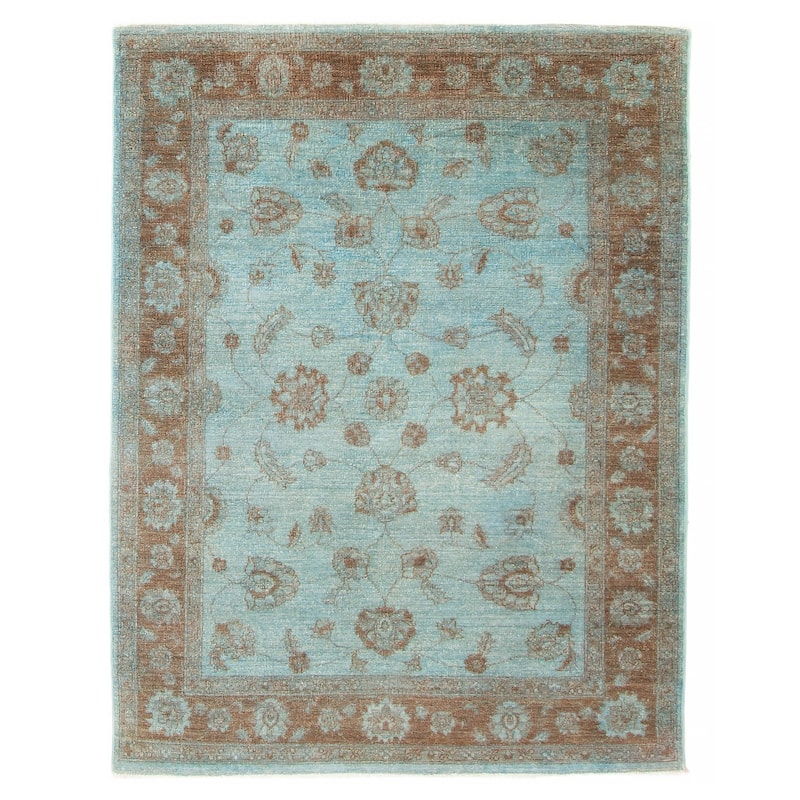 ECARPETGALLERY Hand-knotted Vibrance Turquoise Wool Rug - 4'8 x 6'6 - Turquoise - 4'8 x 6'6