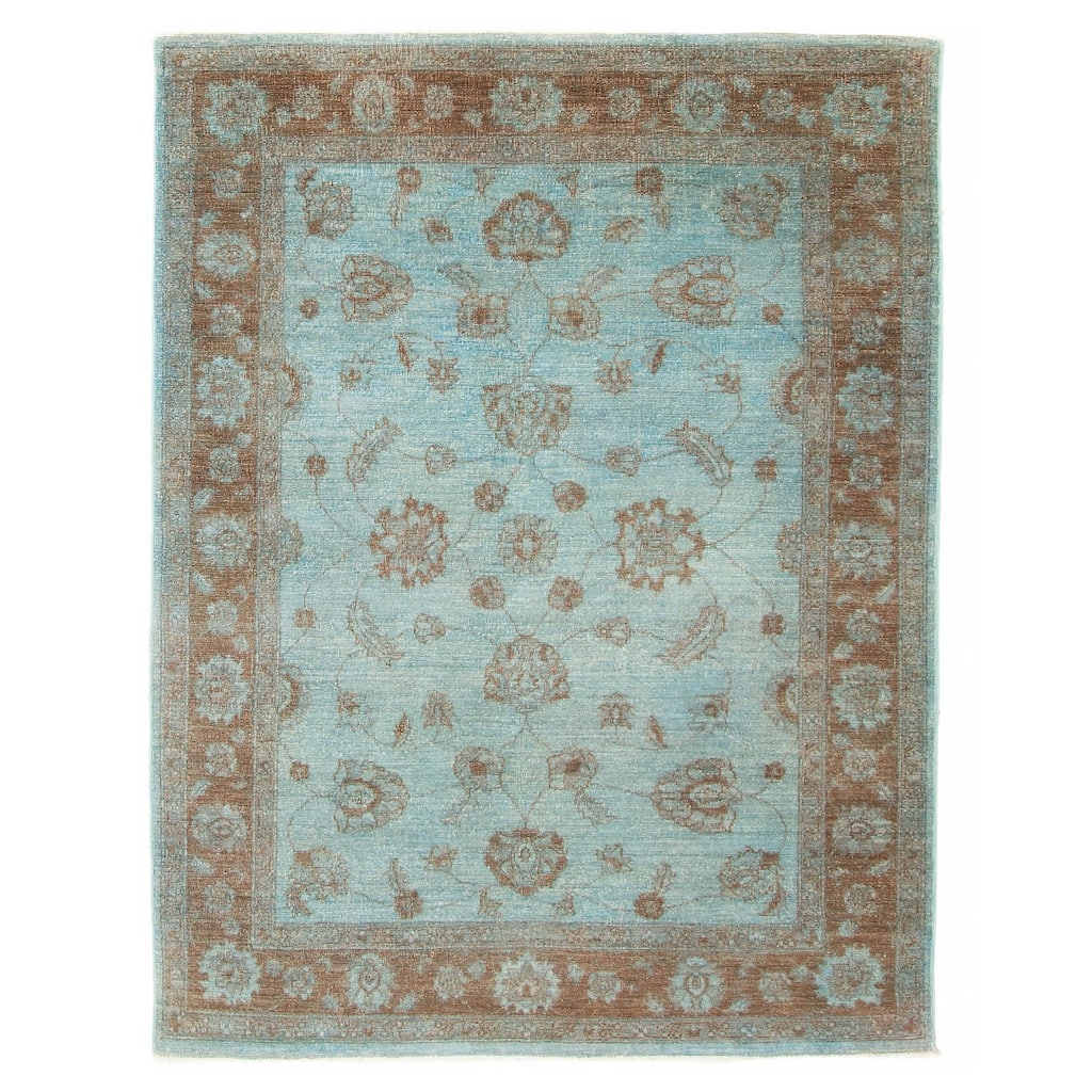 ECARPETGALLERY Hand-knotted Vibrance Turquoise Wool Rug - 4'8 x 6'6