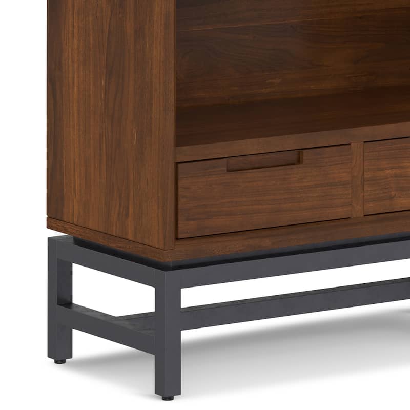 WYNDENHALL Devlin SOLID HARDWOOD and Metal 66x30 inch Rectangle Industrial Bookcase - 30"w x 14"d x 66" h