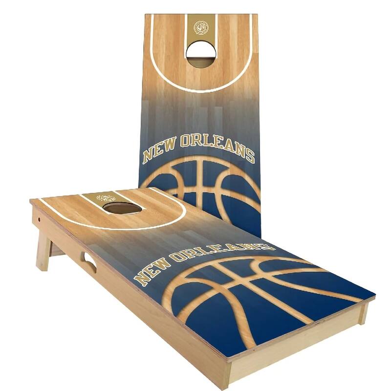 New Orleans Basketball Outdoor Cornhole Board Set - Backyard 2x4 - Include Carrying Case