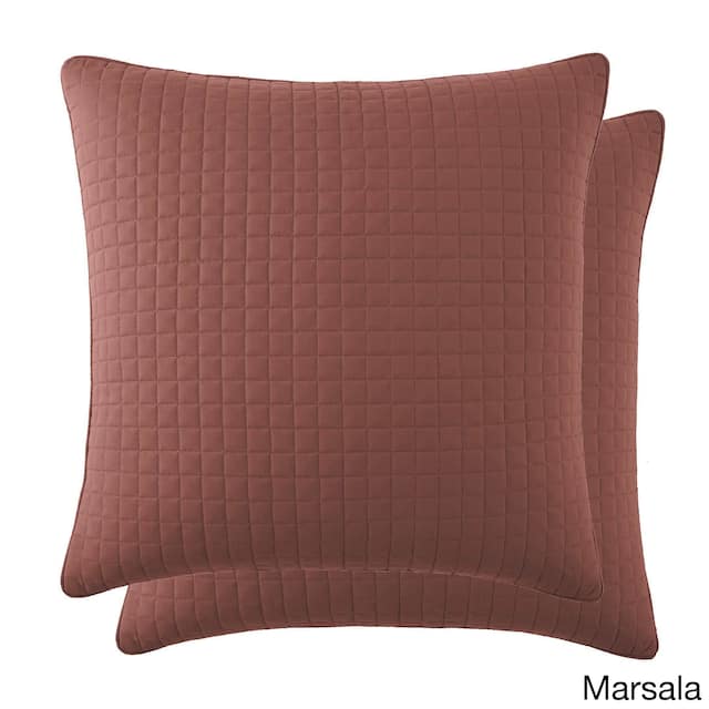 Beautiful Square Stitched Quilted Shams Covers (Set of 2) by Southshore Fine Linens - 20 x 26 - Marsala
