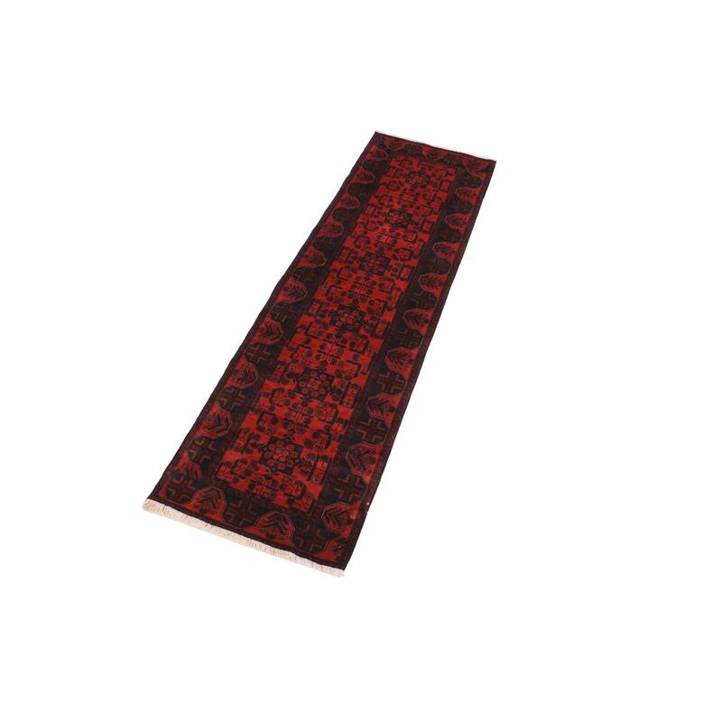Vintage Biljik Khal Mohammadi Seven Red/Black Runner - 2'10'' x 9'7''