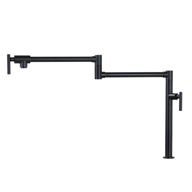 WOWOW Deck Mount Double Handle Pot Filler Faucet - Matte Black
